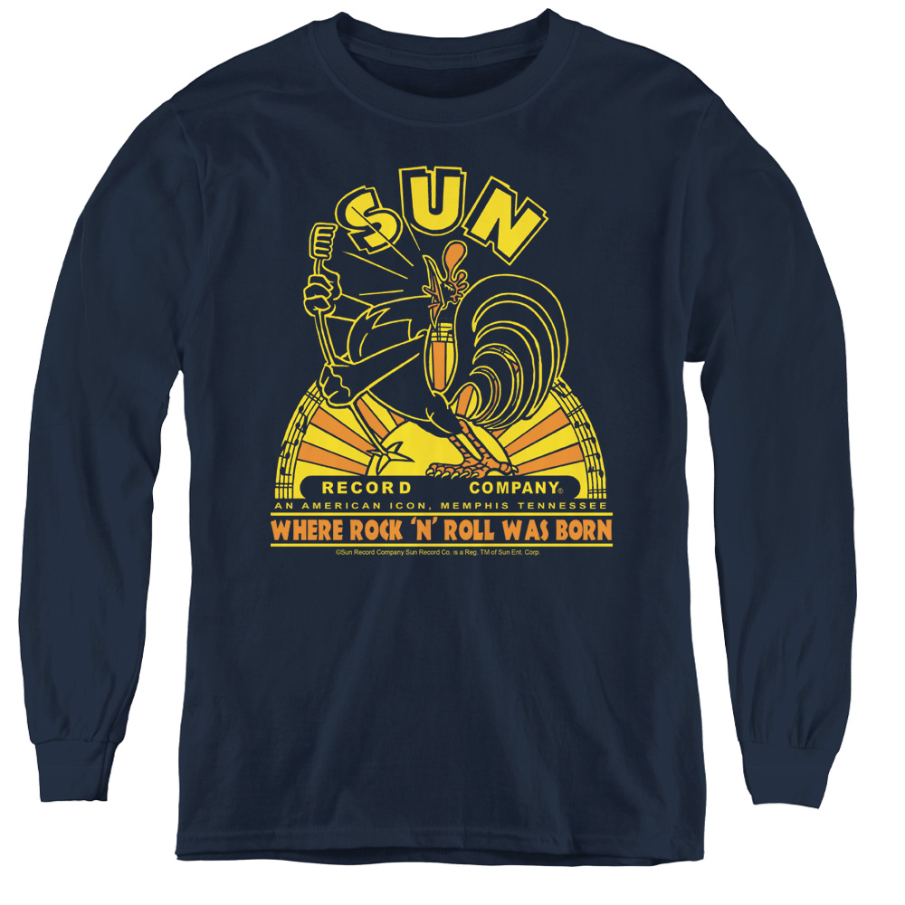 Sun & Rooster Youth Long Sleeve T-Shirt, Navy - Medium