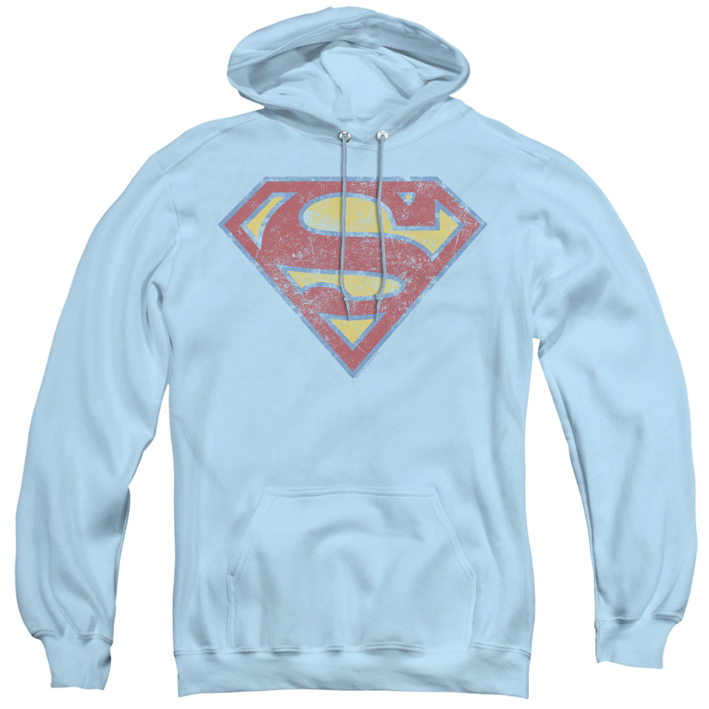Trevco   Superman & Super S Adult Pull Over Hoodie, Light Blue - 3X