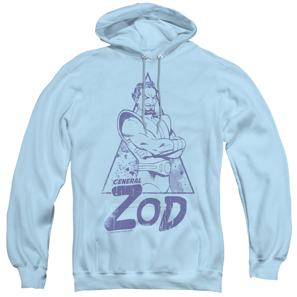 SM1955-AFTH-2 Superman & Vintage Zod Adult Pull Over Hoodie, Light Blue - Medium