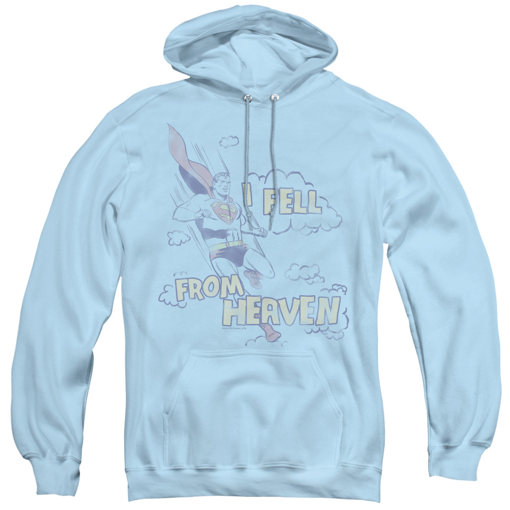 SM1956-AFTH-2 Superman & I Fell Adult Pull Over Hoodie, Light Blue - Medium