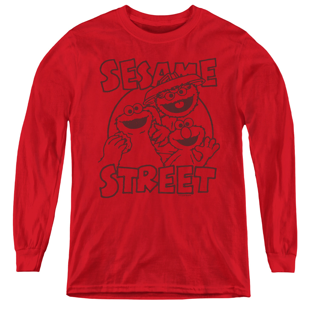 Sesame Street & Group Crunch Youth Long Sleeve T-Shirt, Red - Medium