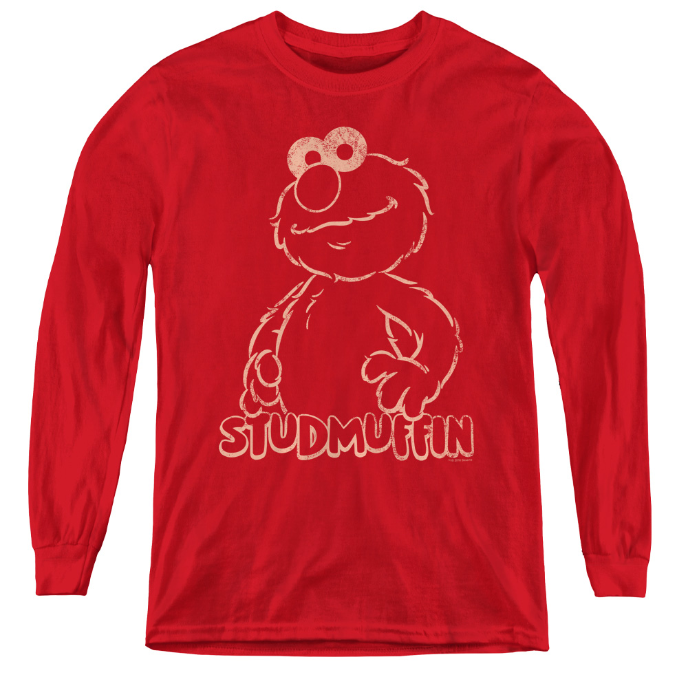 Sesame Street & Studmuffin Youth Long Sleeve T-Shirt, Red - Medium