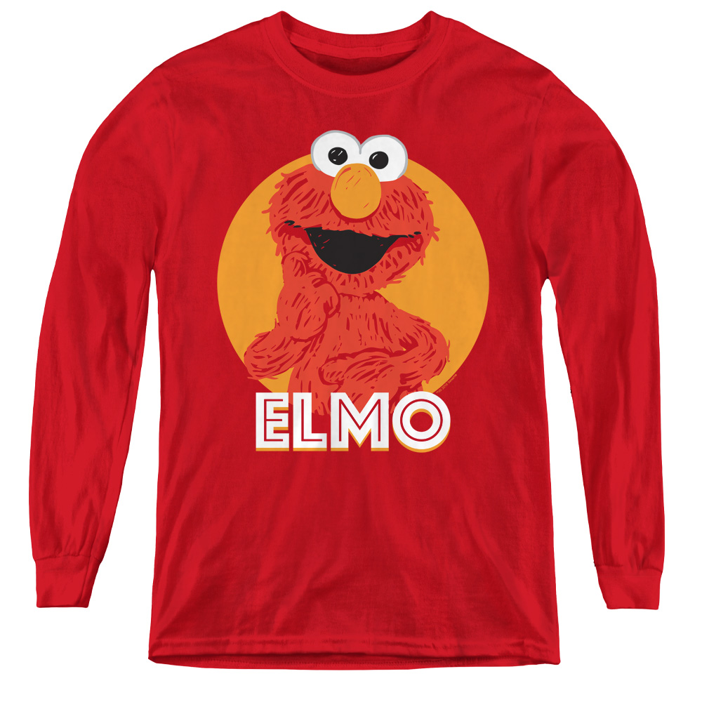 Sesame Street & Elmo Scribble Youth Long Sleeve T-Shirt, Red - Extra Large