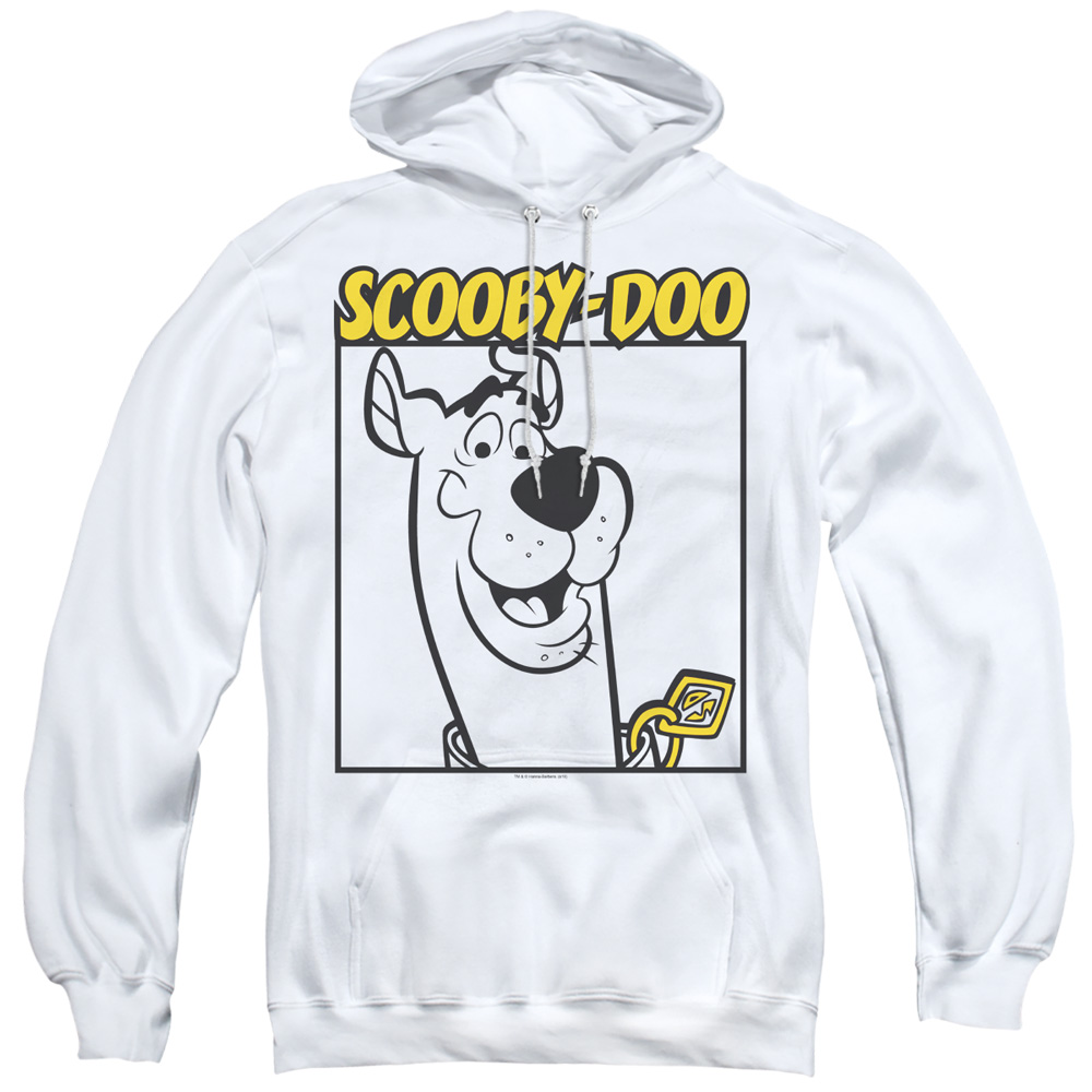 SD132-AFTH-6 Scooby Doo & Scooby Square Adult Pull Over Hoodie, White - 3X