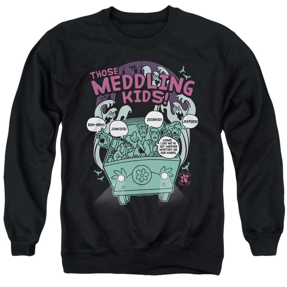 Scooby Doo & Meddling Since 1969 Adult Crewneck Sweatshirt, Black - Large