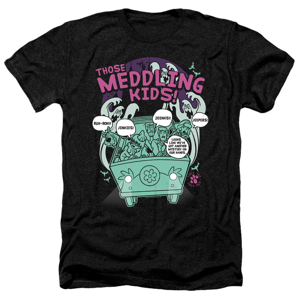 Scooby Doo & Meddling Since 1969 Adult Heather T-Shirt, Black - Medium