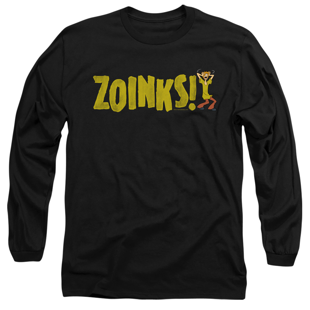 Scooby Doo & Zoinks Long Sleeve Adult 18-1 T-Shirt, Black - Medium