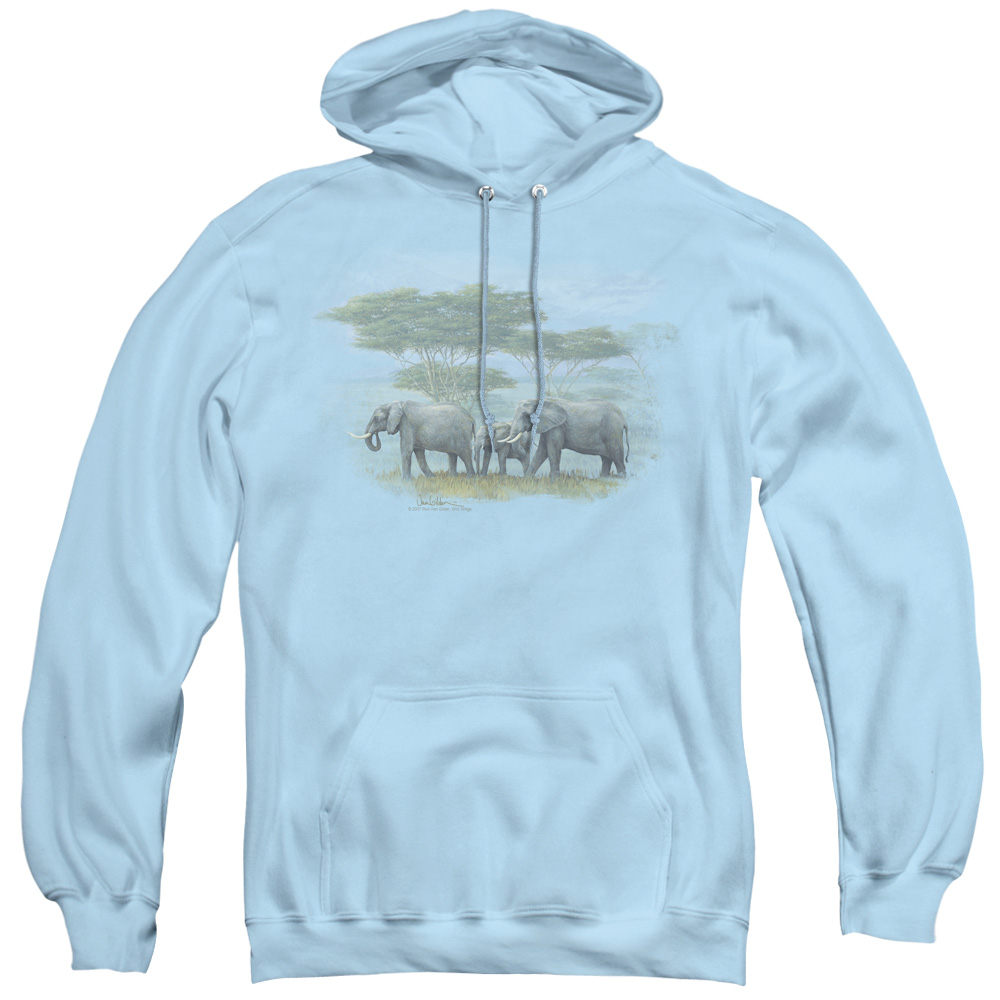 WW200-AFTH-2 Wildlife & Heart of Africa Adult Pull Over Hoodie, Light Blue - Medium
