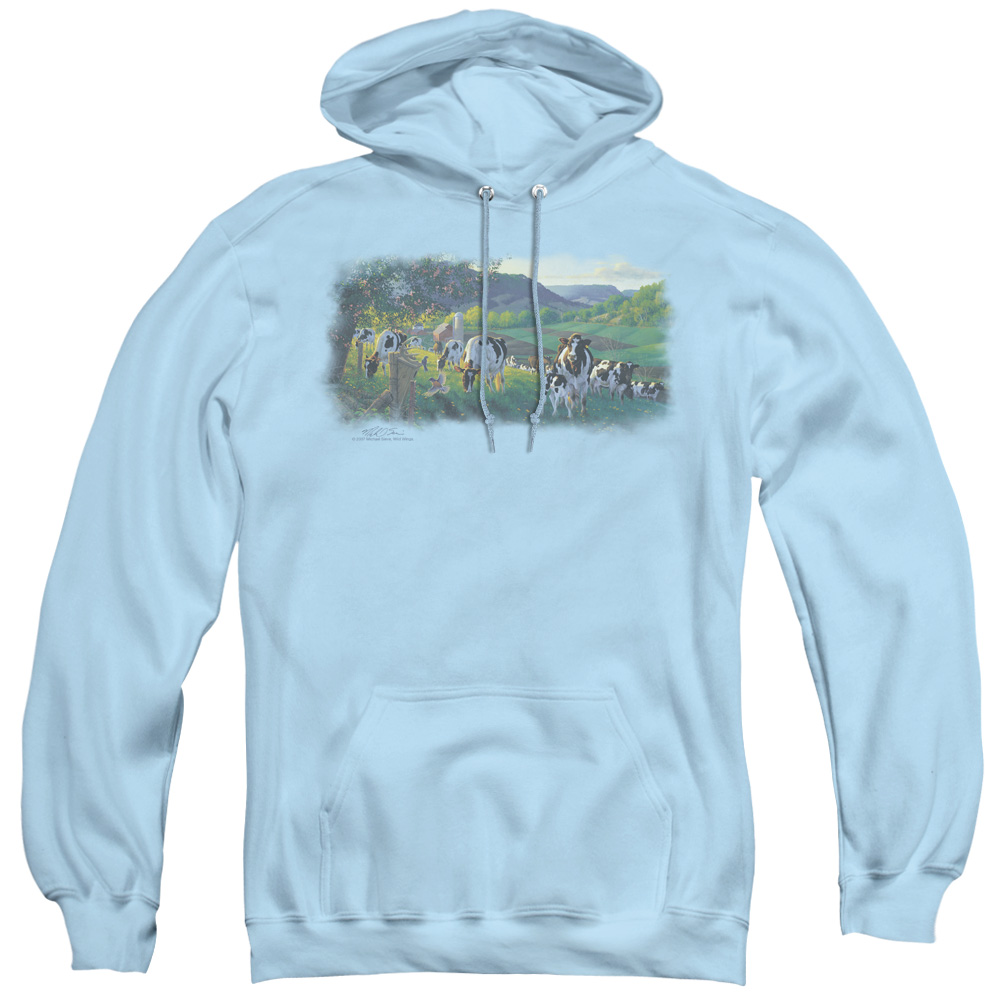 WW231-AFTH-2 Wildlife & Gods Country Adult Pull Over Hoodie, Light Blue - Medium