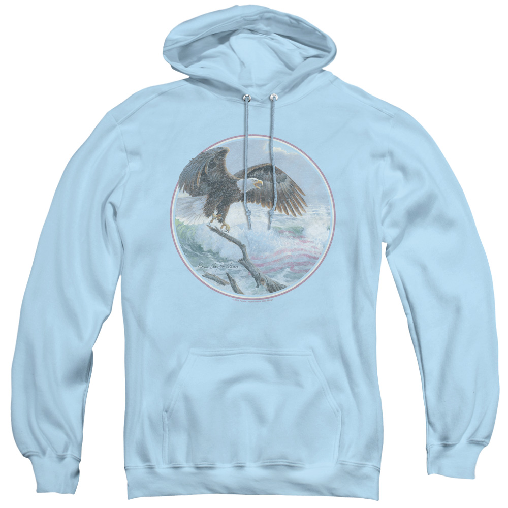 WW423-AFTH-2 Wild Wings & Wild Glory Adult Pull Over Hoodie, Light Blue - Medium
