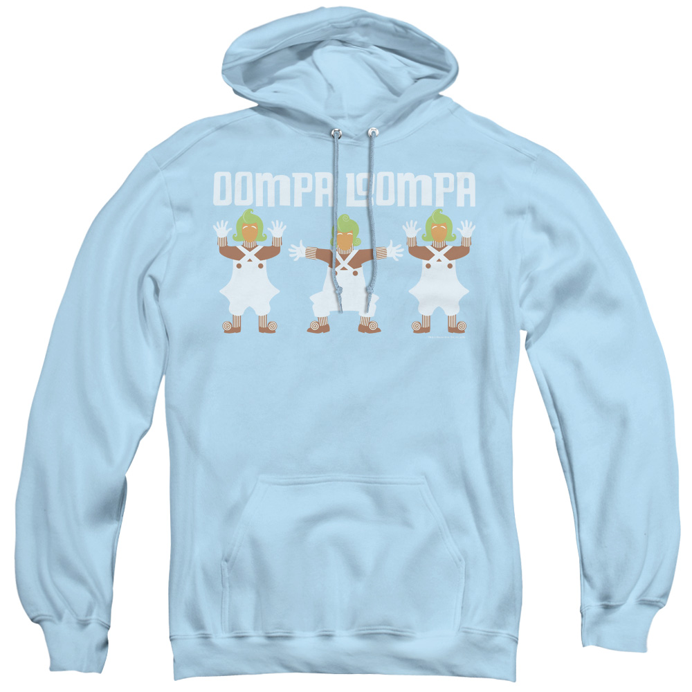 WBM585-AFTH-2 Willy Wonka & The Chocolate Factory Oompa Loompa Adult Pull Over Hoodie, Light Blue - Medium