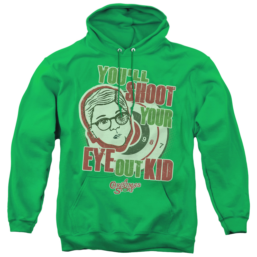 WBM641-AFTH-4 A Christmas Story & Youll Shoot Your Eye Out Adult Pull Over Hoodie, Kelly Green - Extra Large -  Trevco