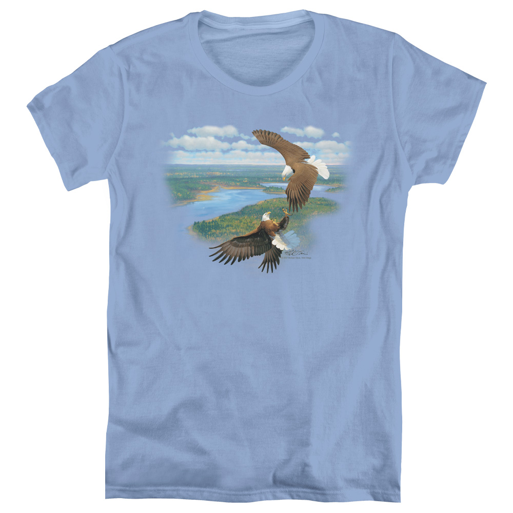 WW113-WT-5 Womens Wildlife & Sky Dancers Short Sleeve T-Shirt, Carolina Blue - 2X -  Trevco