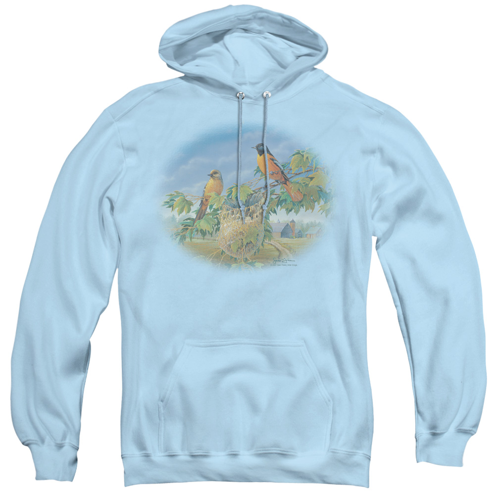 WW118-AFTH-2 Wildlife Orioles & Farm Adult Pull Over Hoodie, Light Blue - Medium