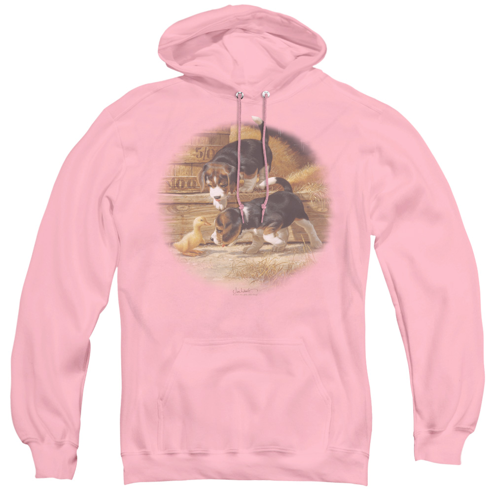 WW134-AFTH-2 Wildlife & Getting Acquainted Adult Pull Over Hoodie, Pink - Medium