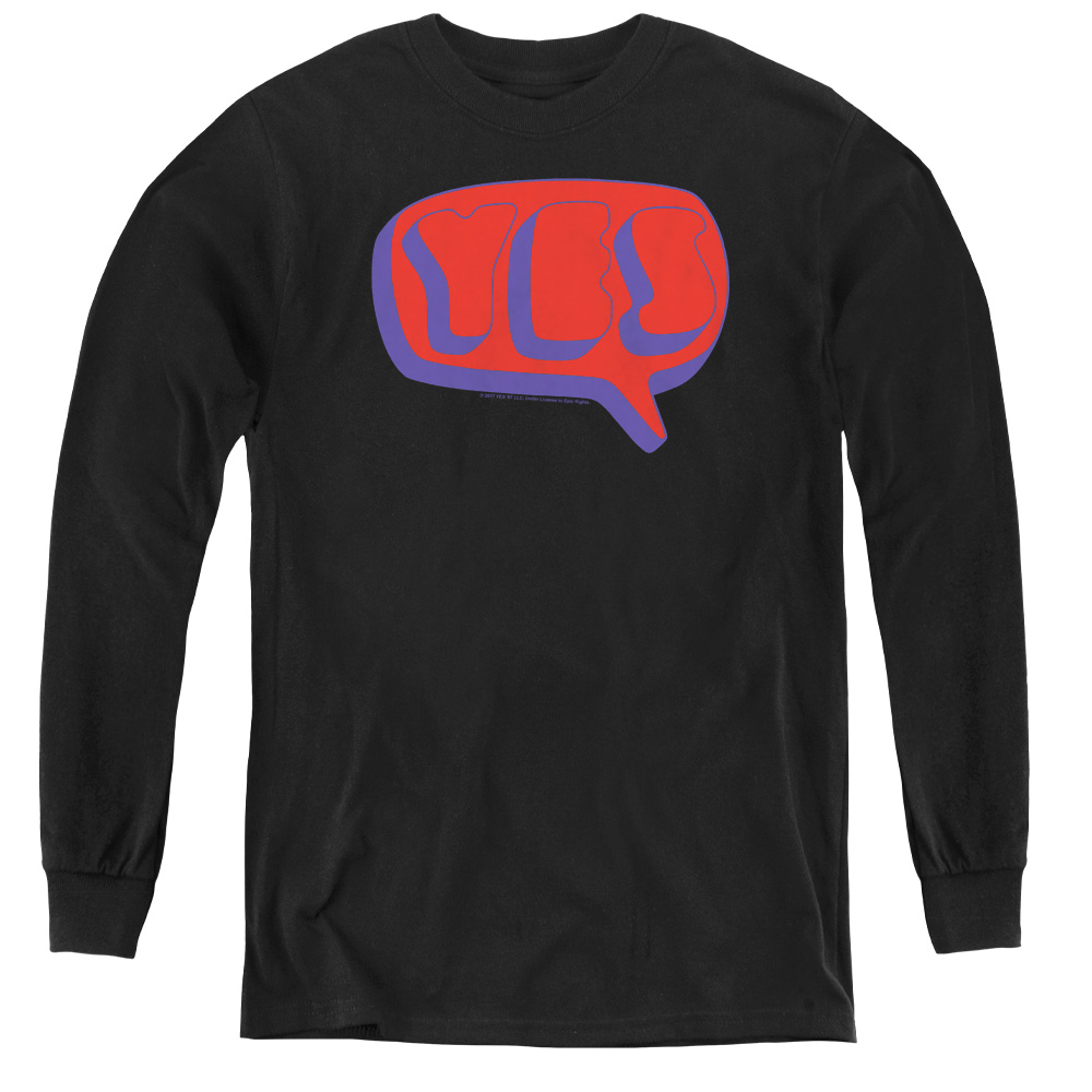 Yes & Word Bubble Youth Long Sleeve T-Shirt, Black - Large