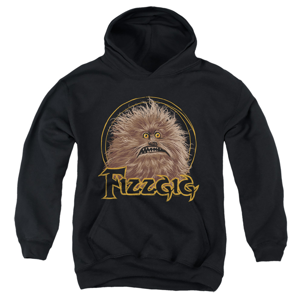 DKC137-YFTH-4 Dark Crystal & Fizzgig Youth Pull-Over Hooded Sweatshirt, Black - Extra Large