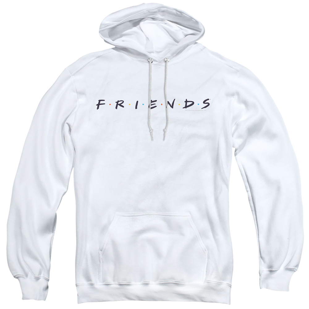 Friends & Logo Adult Pull-Over Hoodie, White - Large
