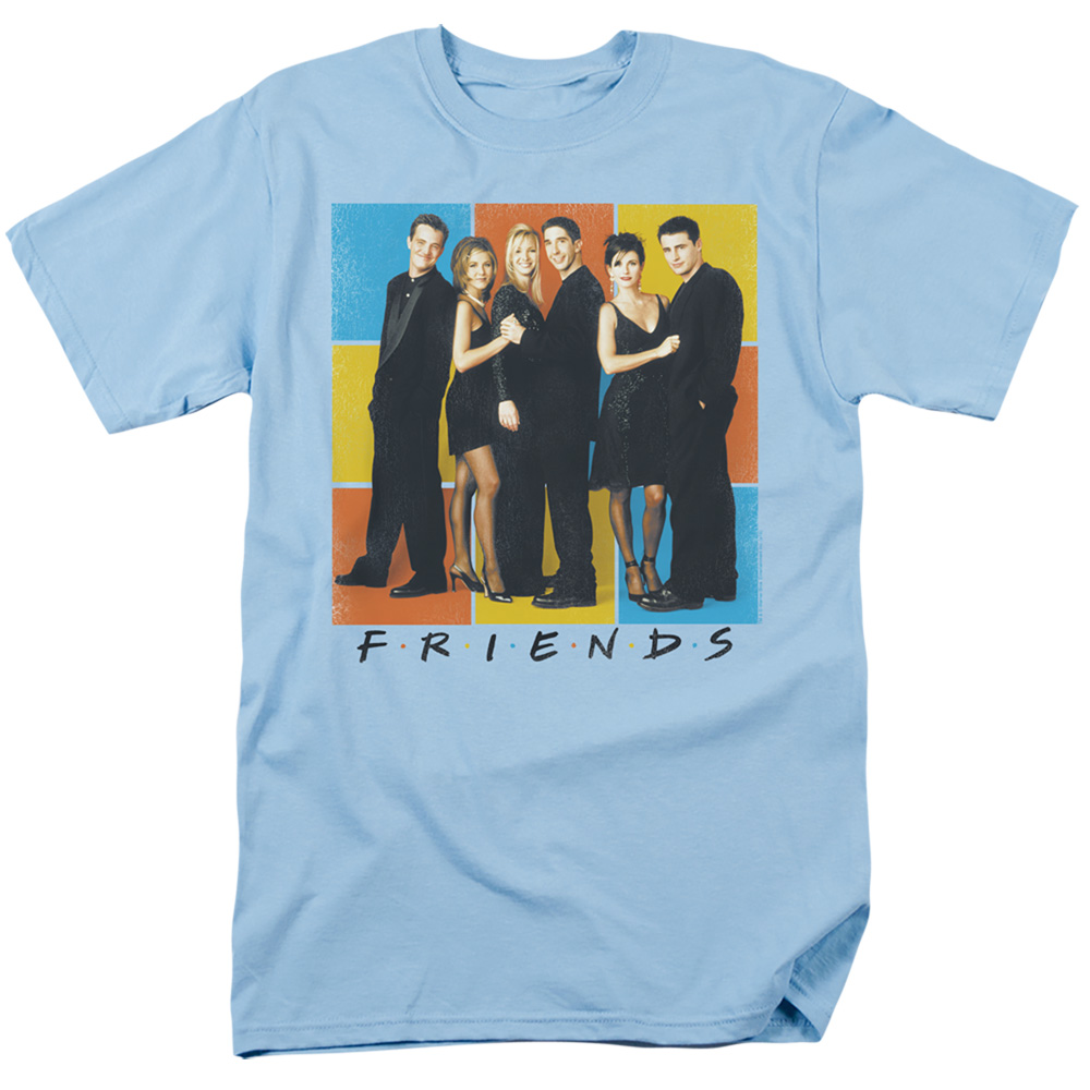 WBT669-AT-2 Friends & Color Block of Friends Regular Fit Short Sleeve Adult 18 by 1 T-Shirt, Light Blue - Medium