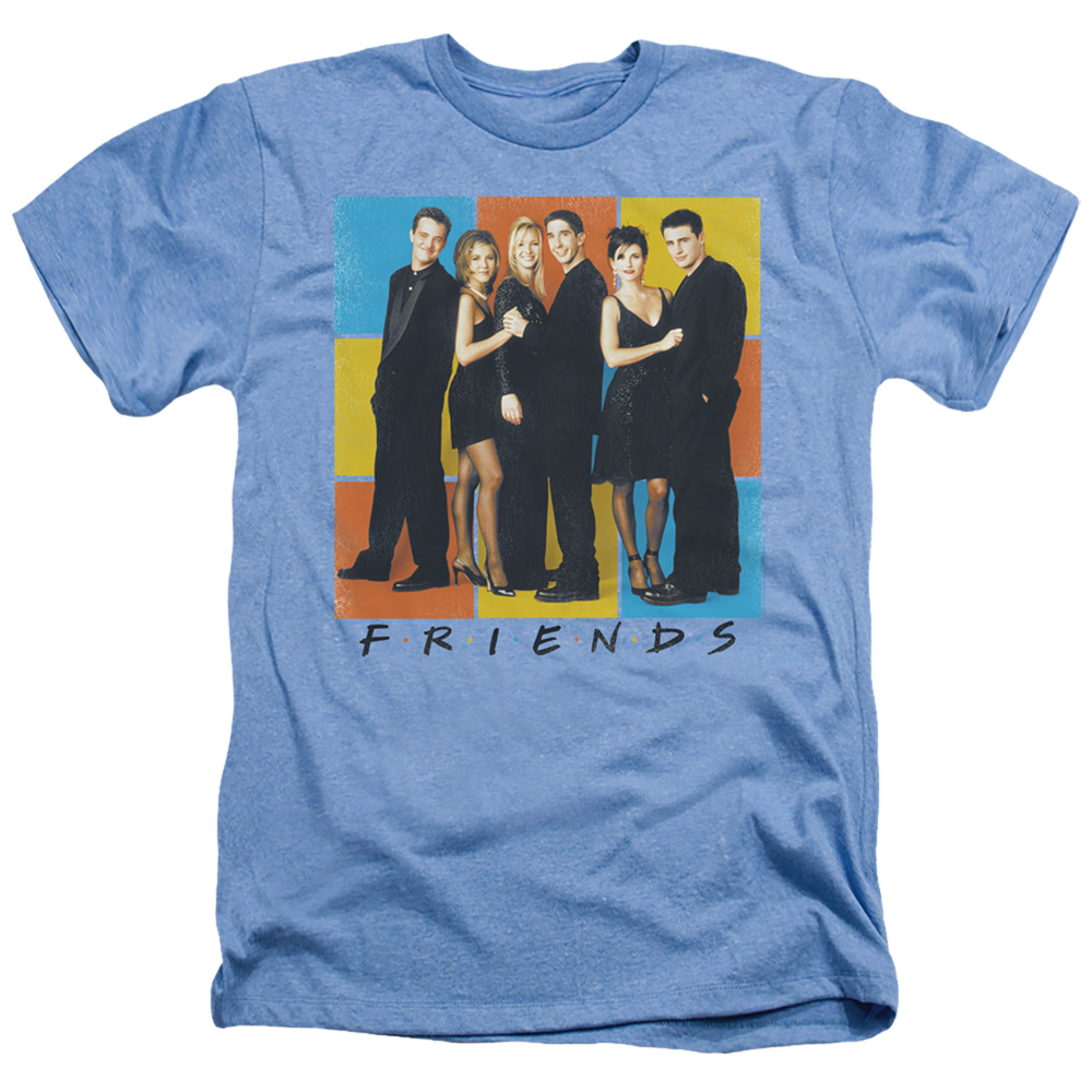 WBT669-HA-2 Friends & Color Block of Friends Regular Fit Adult Heather Short Sleeve T-Shirt, Light Blue - Medium