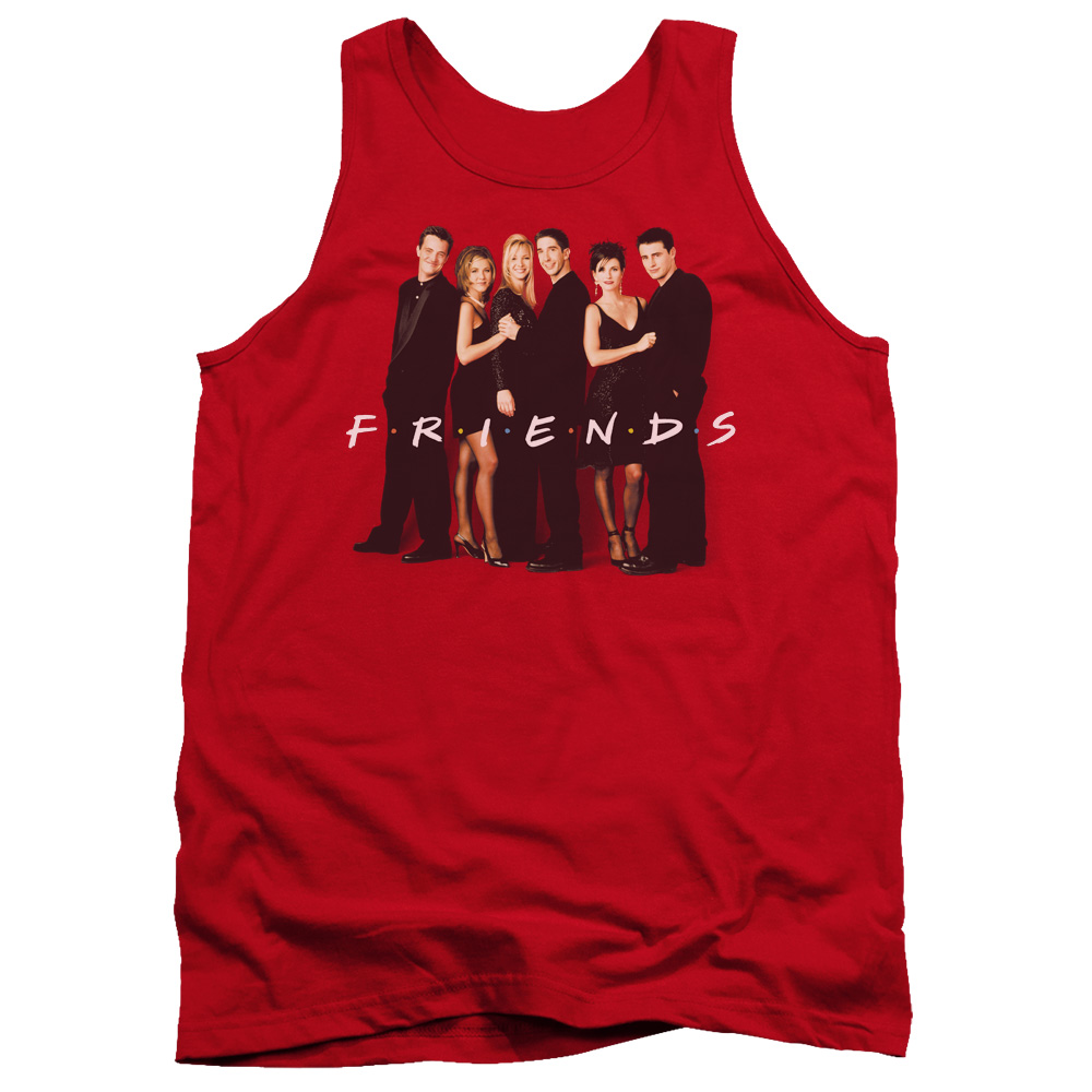 Friends & Cast in Black Adult Tank Top, Red - Medium