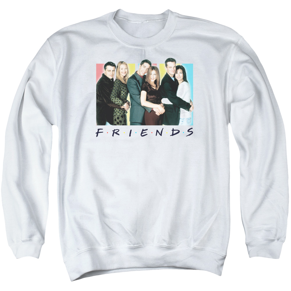 Friends & Cast Logo Adult Crewneck Sweatshirt, White - Medium