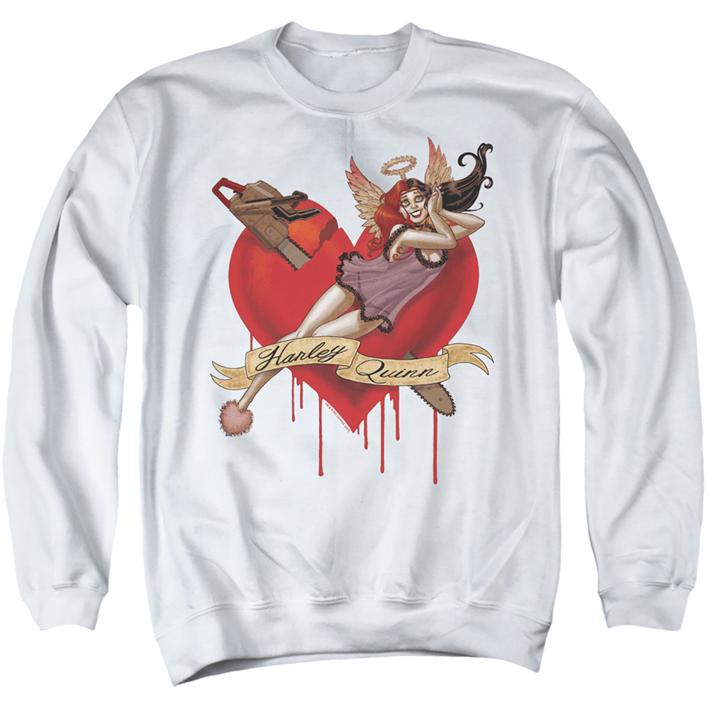 Batman & Perfect Angel - Adult Crewneck Sweatshirt, White - Medium