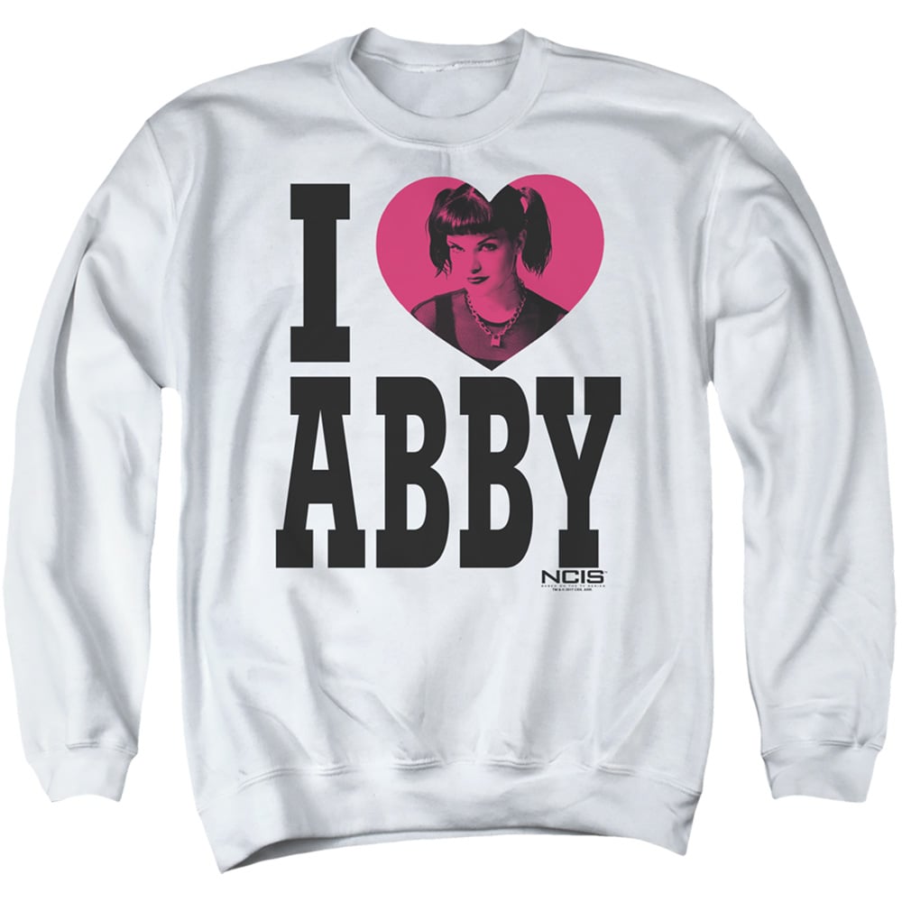 CBS817-AS-2 Ncis & I Heart Abby - Adult Crewneck Sweatshirt, White - Medium