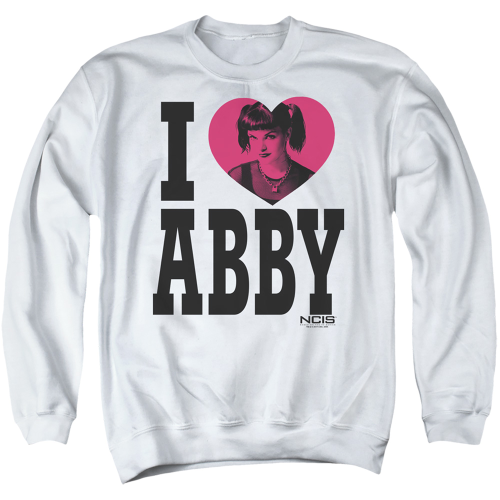 CBS817-AS-4 Ncis & I Heart Abby - Adult Crewneck Sweatshirt, White - Extra Large