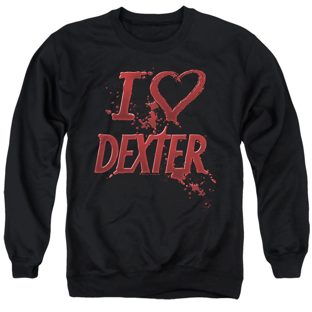 Dexter & I Heart Dexter - Adult Crewneck Sweatshirt, Black - Small