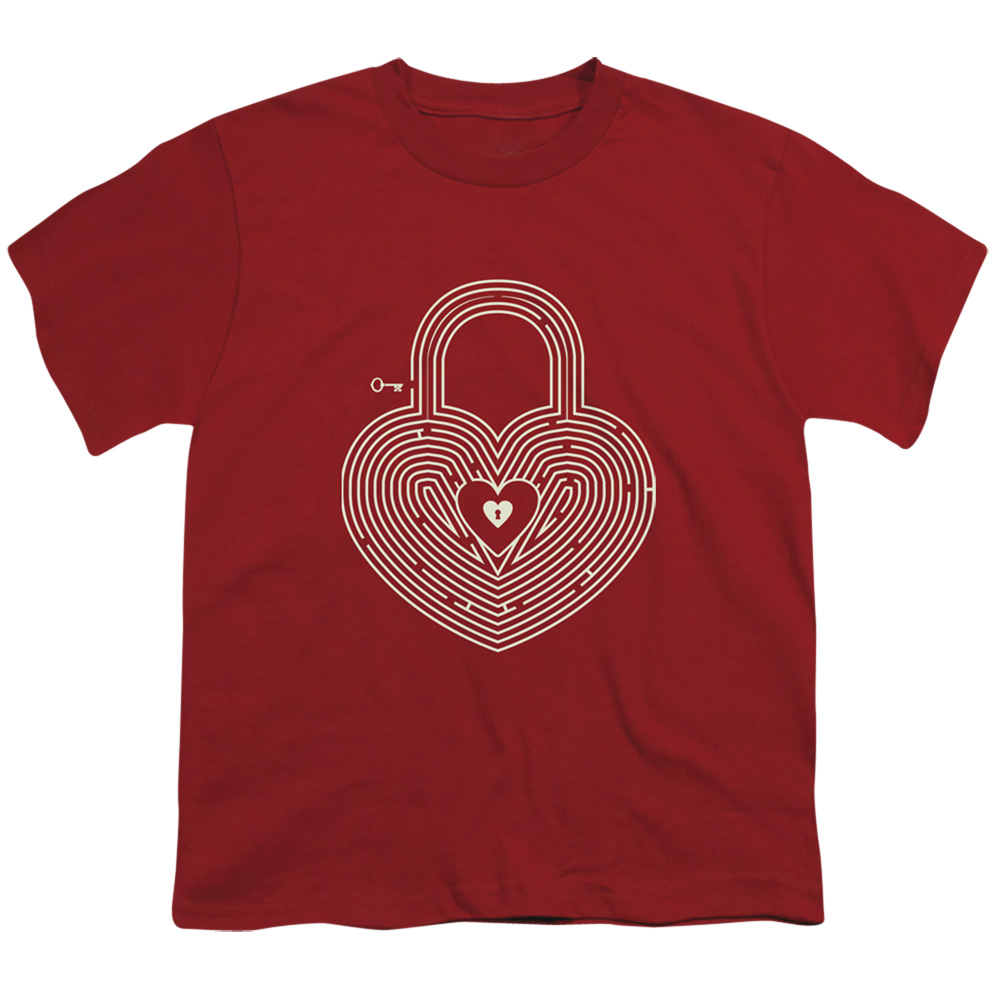 GSA1235-YT-2 Key To My Heart - Short Sleeve Youth 18-1 T-Shirt, Cardinal - Medium -  Trevco