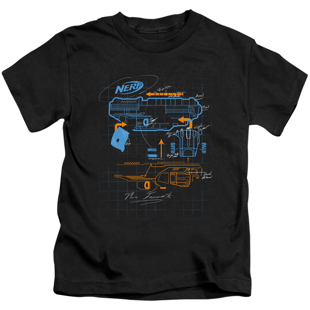 Nerf & Deconstructed Nerf Gun-Short Sleeve 18-1 Juvenile Sheer T-Shirt, Black - Large 7