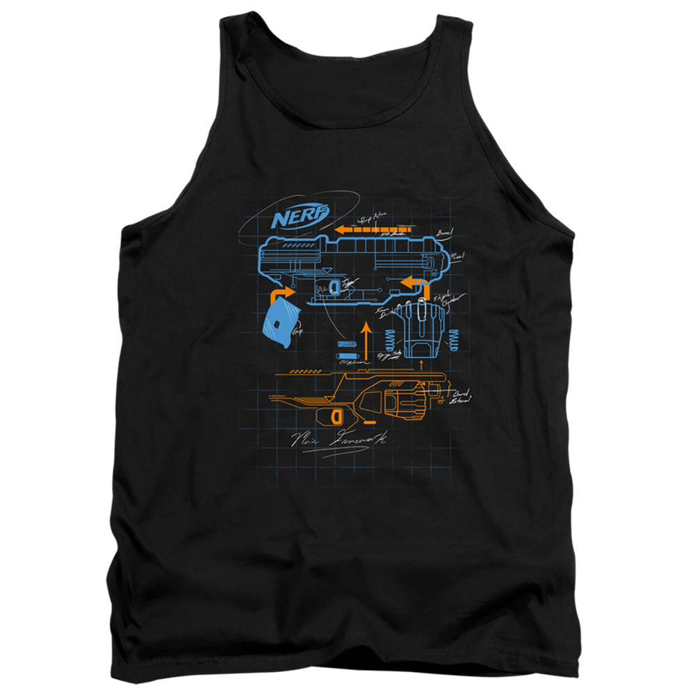 Trevco   Nerf & Deconstructed Nerf Gun-Adult Tank Top, Black - Extra Large