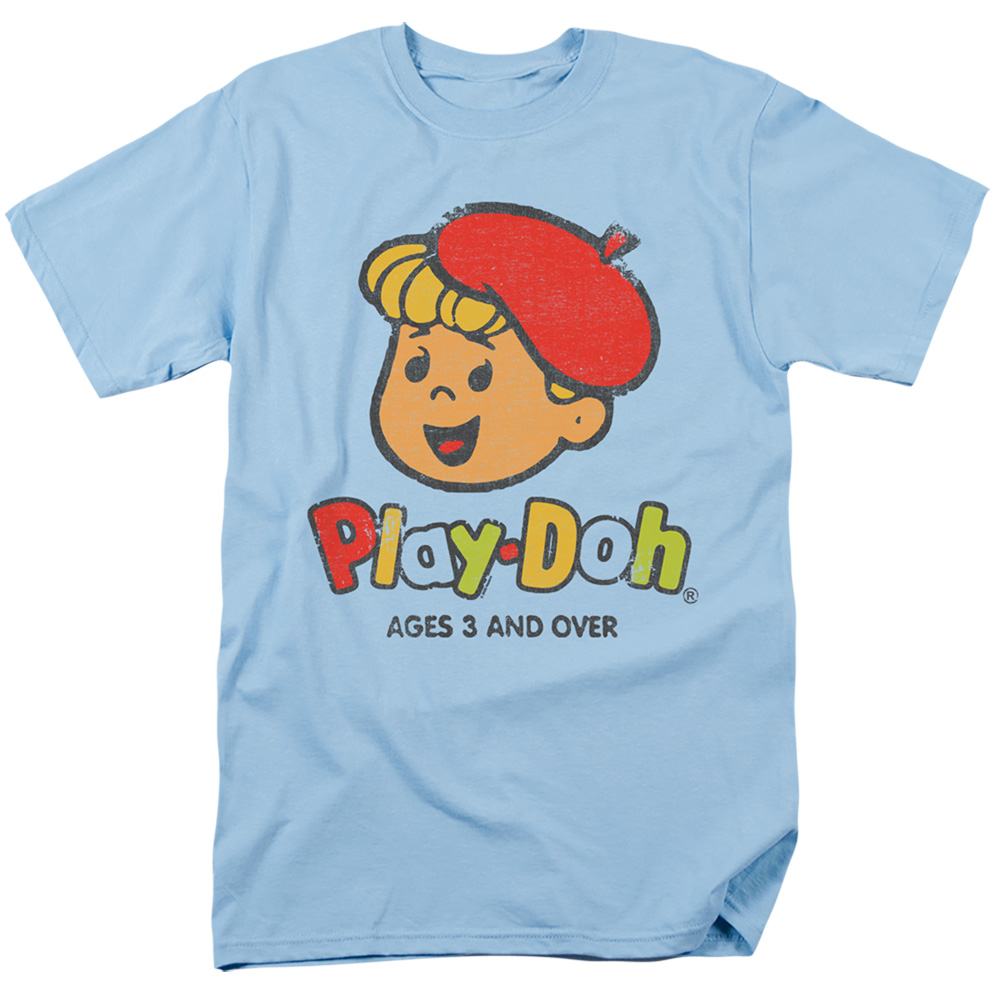 HBRO460-AT-2 Play Doh & 3 & Up-Short Sleeve 18-1 Adult T-Shirt, Light Blue - Medium