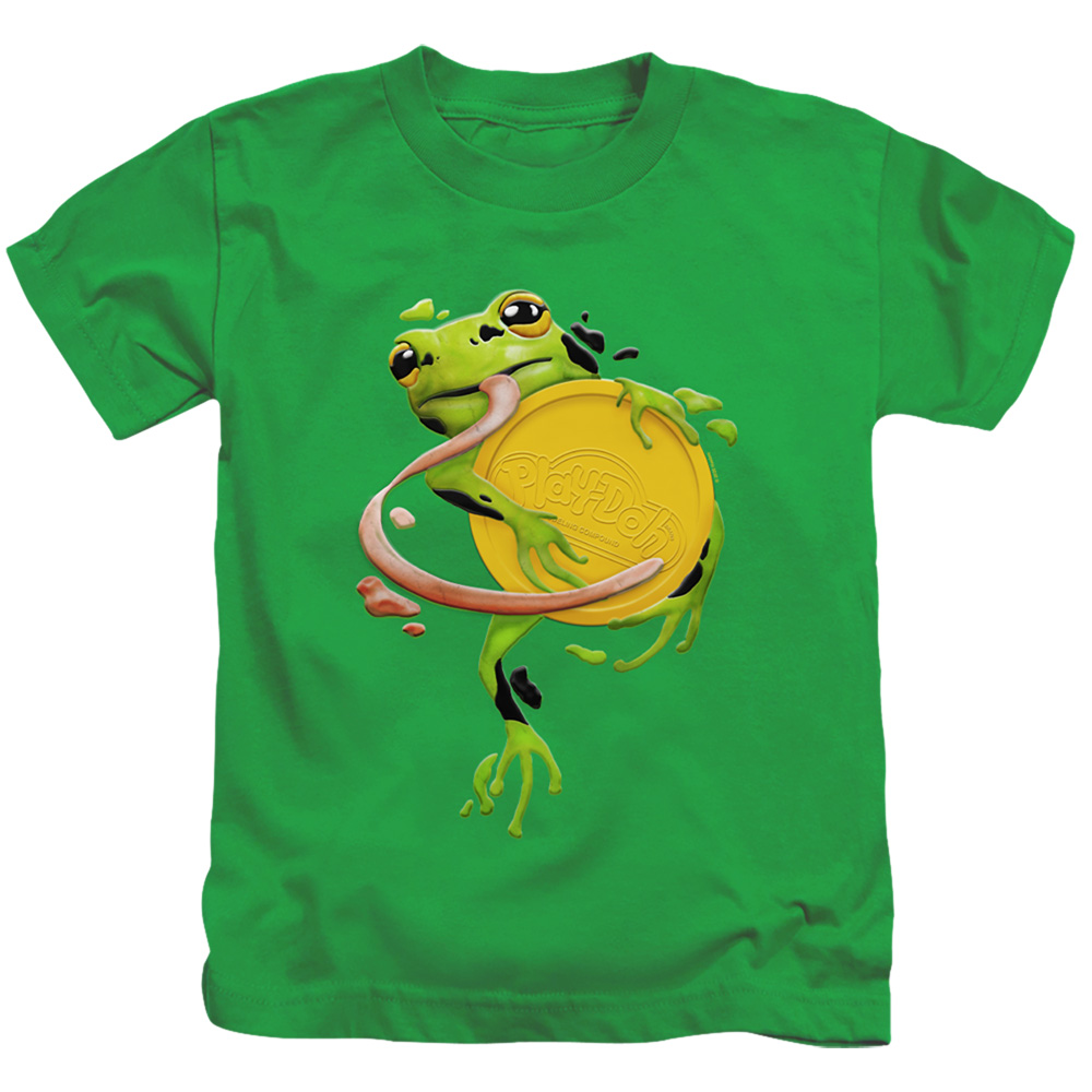 Play Doh & Frog Hugging Play Doh Lid-Short Sleeve 18-1 Juvenile Sheer T-Shirt, Kelly Green - Small 4