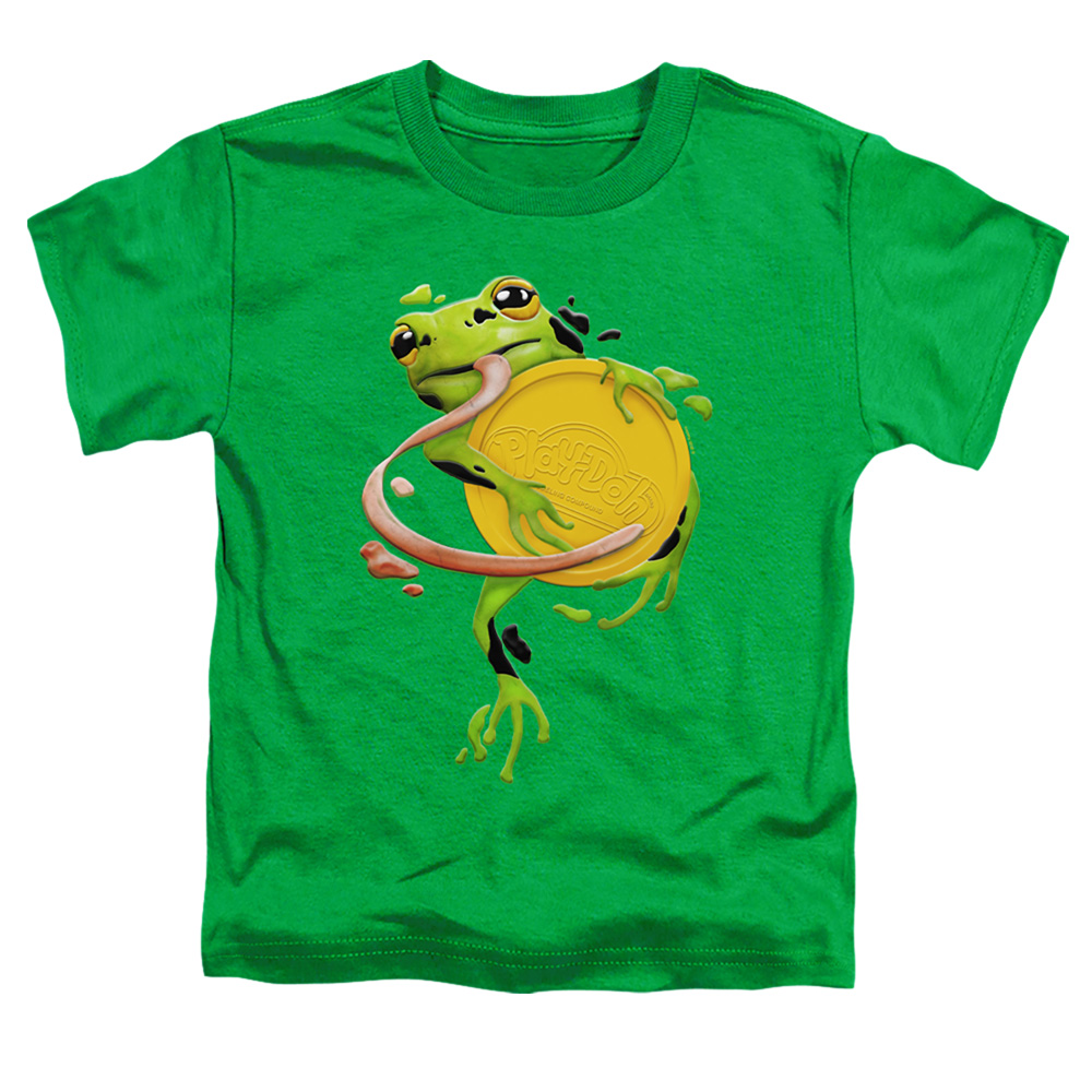 Play Doh & Frog Hugging Play Doh Lid-Short Sleeve Toddler Tee, Kelly Green - Medium 3T