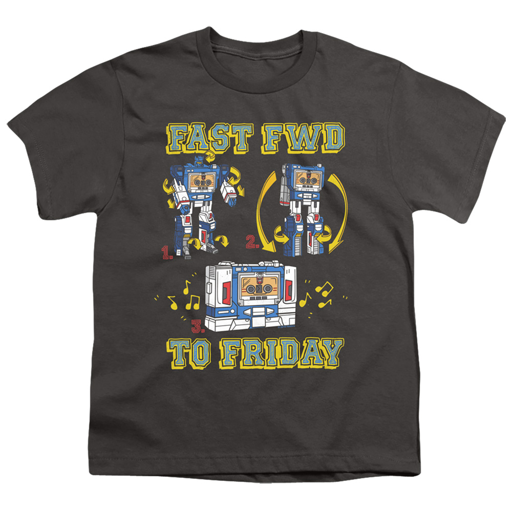 Transformers & Forward Friday-Short Sleeve 18-1 Youth T-Shirt, Charcoal - Large