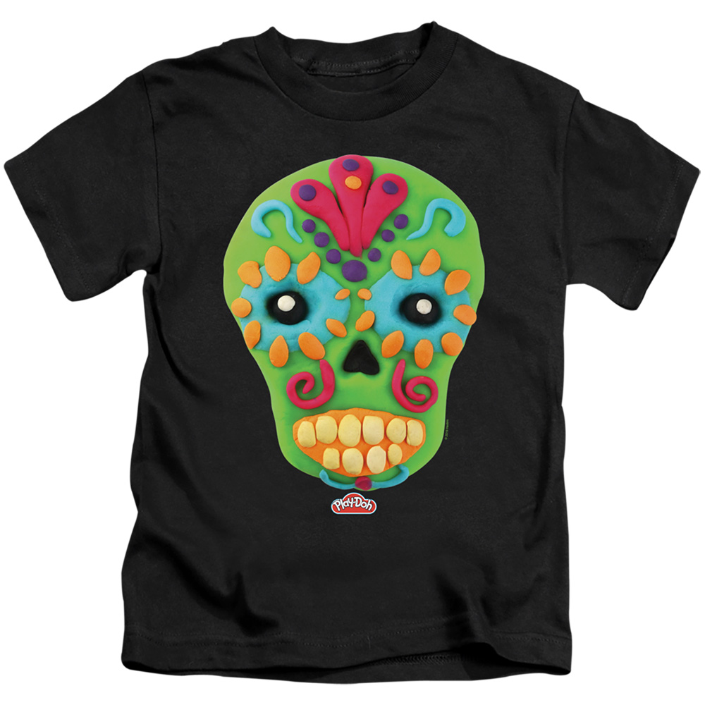 Play Doh & Sugar Skull-Short Sleeve 18-1 Juvenile Sheer T-Shirt, Black - Medium 5-6