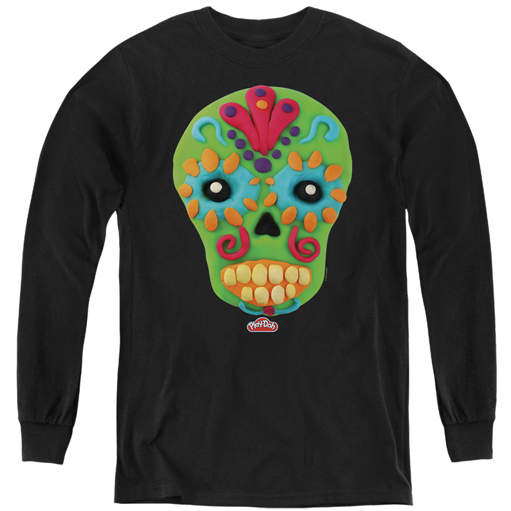 Play Doh & Sugar Skull-Youth Long Sleeve T-Shirt, Black - Medium