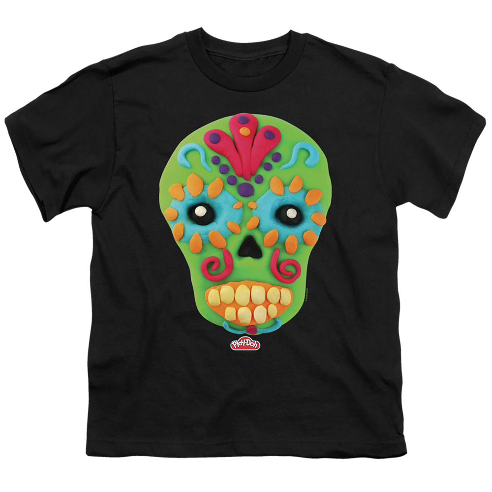 Play Doh & Sugar Skull-Short Sleeve 18-1 Youth T-Shirt, Black - Extra Large