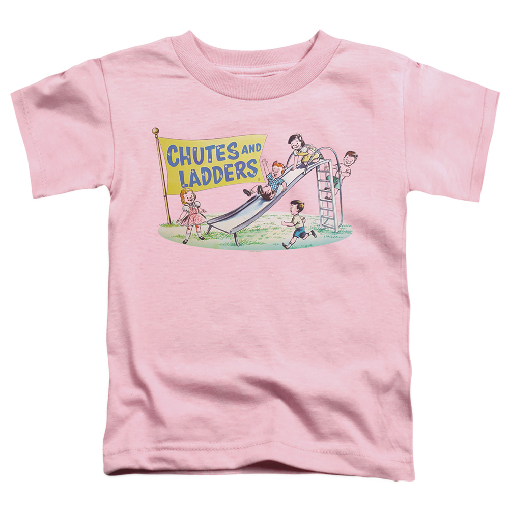 Chutes & Ladders & Old School-Short Sleeve Toddler Tee, Pink - Medium 3T