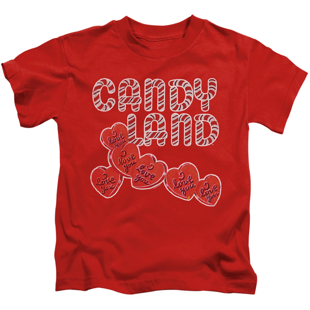 HBRO424-KT-2 Candy Land & I Love You-Short Sleeve 18-1 Juvenile Sheer T-Shirt, Red - Medium 5-6