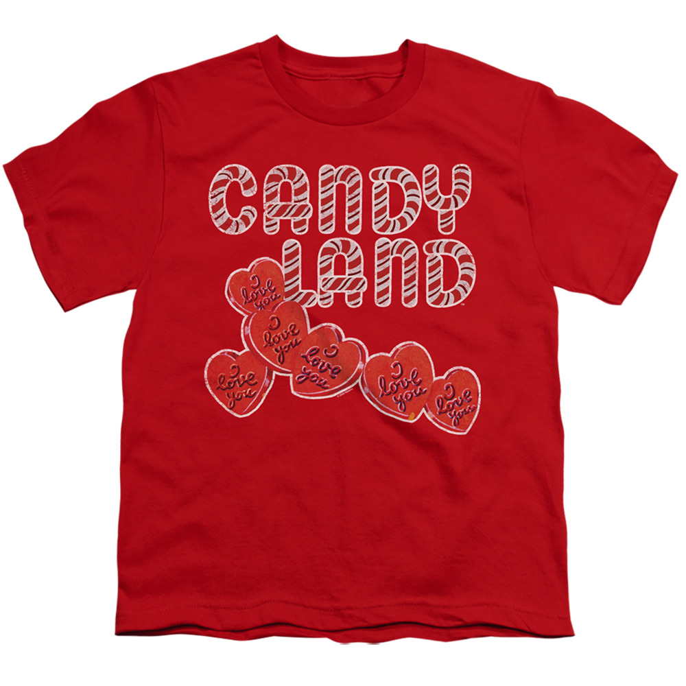 HBRO424-YT-1 Candy Land & I Love You-Short Sleeve 18-1 Youth T-Shirt, Red - Small
