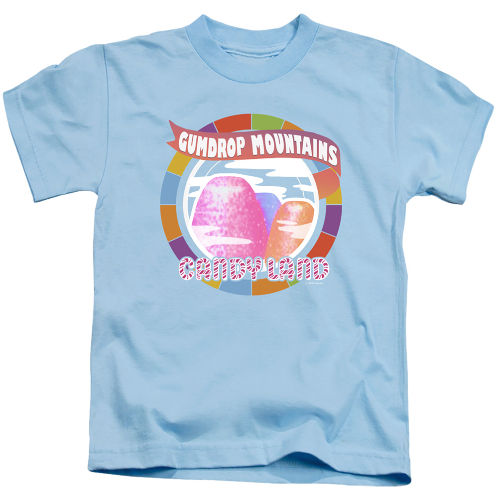 HBRO425-KT-2 Candy Land & Gumdrop Mountains-Short Sleeve 18-1 Juvenile Sheer T-Shirt, Light Blue - Medium 5-6