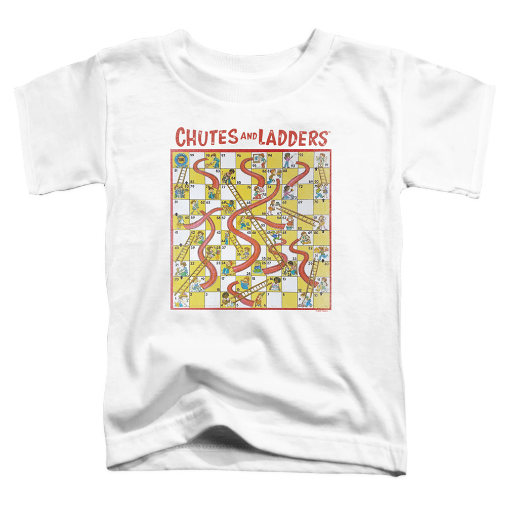 Chutes & Ladders & 79 Game Board-Short Sleeve Toddler Tee, White - Medium 3T