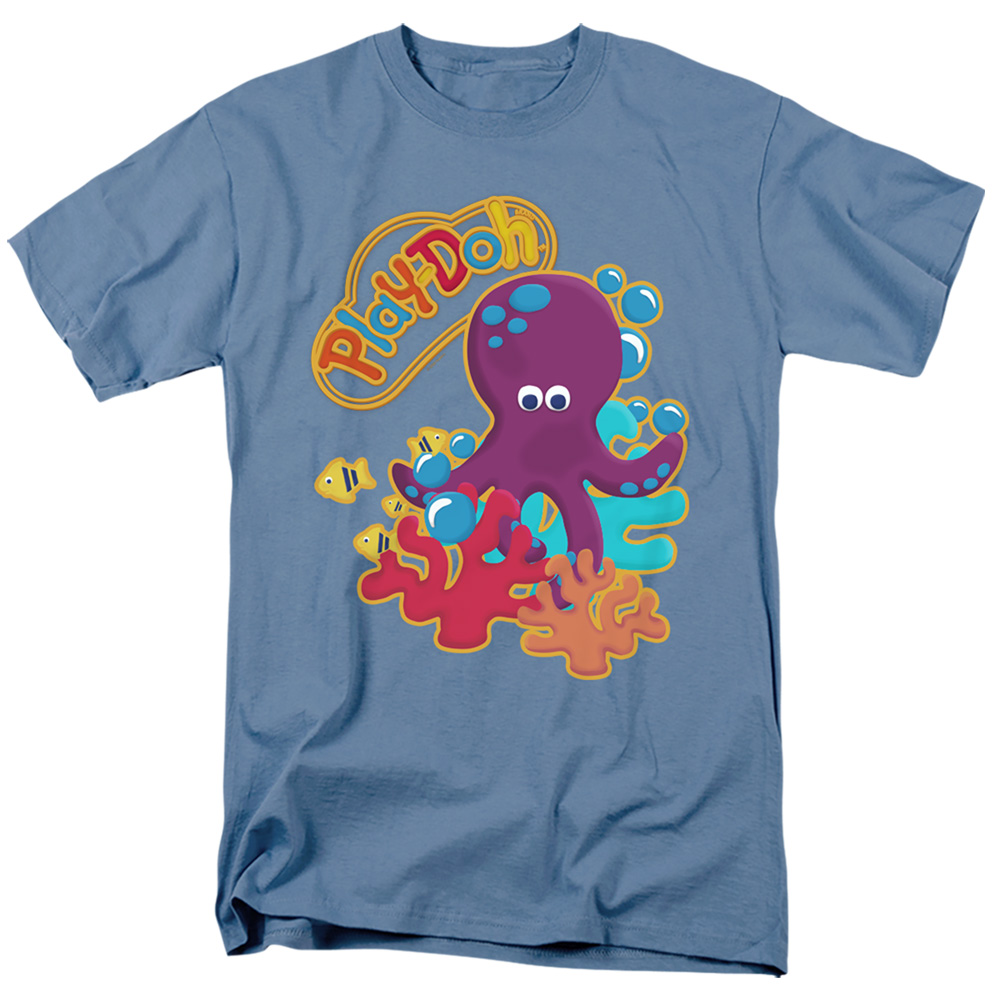 HBRO454-AT-1 Play Doh & Under the Sea-Short Sleeve 18-1 Adult T-Shirt, Carolina Blue - Small