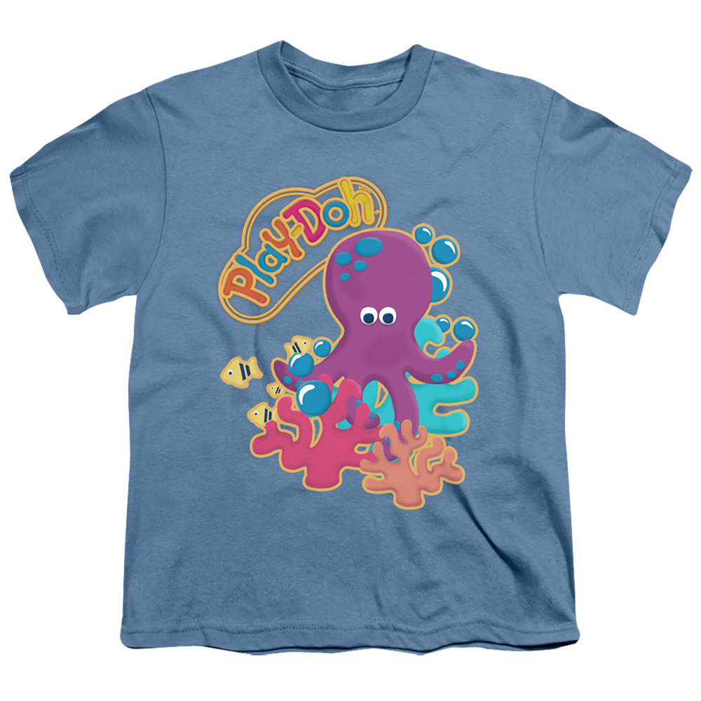 HBRO454-YT-2 Play Doh & Under The Sea-Short Sleeve 18-1 Youth T-Shirt, Carolina Blue - Medium