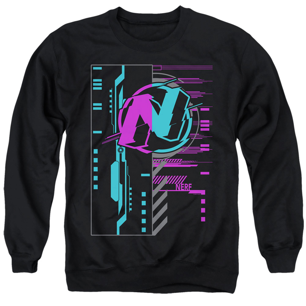 Nerf & Cyber-Adult Crewneck Sweatshirt, Black - Medium