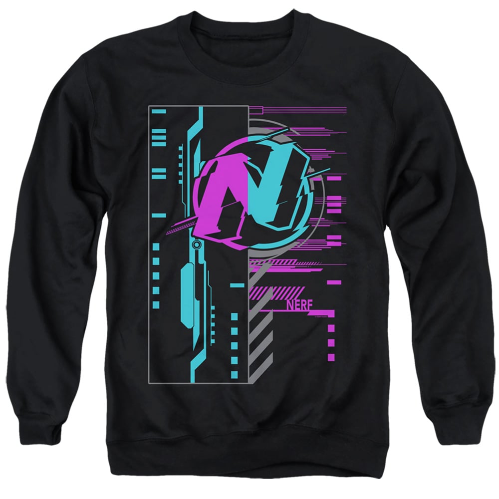 Nerf & Cyber-Adult Crewneck Sweatshirt, Black - Extra Large