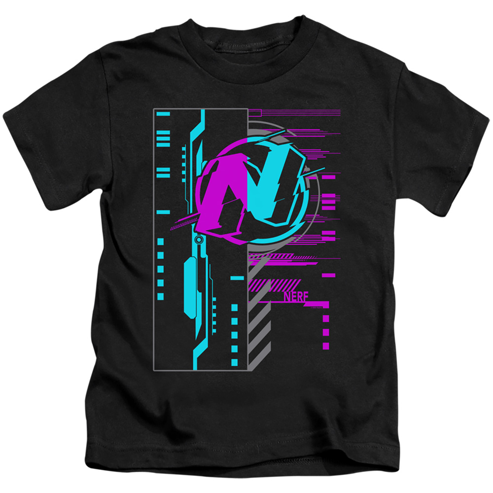 Nerf & Cyber-Short Sleeve 18-1 Juvenile Sheer T-Shirt, Black - Medium 5-6